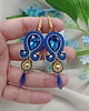 kolczyki soutache Kobaltowe kolczyki sutasz, kolczyki na wesele, niebieskie złote