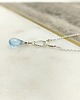 srebrne naszyjniki Kropla na łańcuszku - Topaz swiss blue