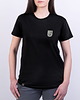 t-shirt damskie Koszulka damska z naszywką odblaskową ROWER czarna