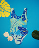 stroje kąpielowe i kostiumy kąpielowe damskie Kostium jednoczęściowy EXOTIC LEAVES blue
