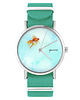 zegarki damskie Zegarek - Złota rybka - turkusowy, nylonowy