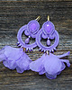 kolczyki soutache Liliowe kolczyki soutache z kwiatami