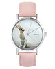 zegarki damskie Zegarek - Zając - skóra, pudrowy róż