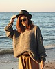 swetry damskie  Szary sweter oversize handmade z wełną