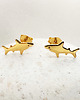 kolczyki pozłacane Pozłacane Srebrne kolczyki rekiny,  sztyfty rekinki