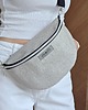 saszetka nerka Beżowa nerka pleciony materiał boho na ramię