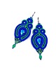 kolczyki soutache Verra kolczyki sutasz zielono chabrowe wiszące z kryształkami