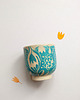 kubki Czarka turkusowa roślinna sgraffito