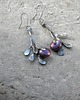 kolczyki wire wrapping Fioletowe perły -  gałązki  - kolczyki