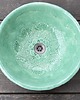 umywalki UM8 Umywalka ceramiczna,  miętowa, okrągła, folkowa koronka na dnie.