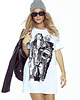 t-shirt damskie T-shirt bawełniany Maxi Dugi biały z Kosmonautką  "Rebel Stories"