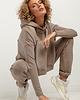 bluza z kapturem damska Luźna bluza z kapturem T380, cappuccino