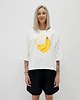 t-shirt damskie Bawełniana bluzka z bananami o luźnym kroju z rękawem 3/4