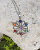wisiory Stalowy wisiorek z jadeitami / kwiat, mandala, czakry