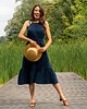 sukienki midi damskie Elegancka bawełniana sukienka midi w stylu country, kształt sukienki tulipan