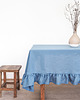 obrusy i serwetki Lniany obrus z falbanką DUSTY BLUE