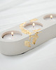 świeczniki i świece Świecznik z gipsu polimerowego 3x tealight biały ze złotymi płatkami