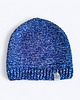 czapki damskie Ciepła czapka z wełny merino niebieski melanż
