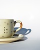 kubki Kubek Dalmatyńczyk z talerzykiem porcelit/złoto