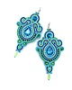 kolczyki soutache Liza kolczyki sutaszowe turkusowo zielone długie z kryształkami