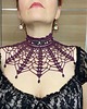 chokery Śliwkowy wiktoriański naszyjnik koronkowy, kolia gotycka z Ważką