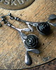 kolczyki wire wrapping czarne onyksy - sztyfty - gałązki