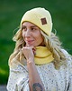 czapki damskie Damska beanie bawełniana logo ekoskórka "Banan"