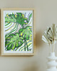 grafiki i ilustracje Rysunek kolorowe flamastry Monstera oryginalny 20x30 cm