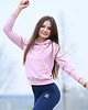 bluza z kapturem damska Bluza dresowa ze szczypankami - pudrowy róż