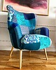 fotele Fotel Uszak Scandi Patchwork Blue