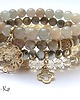 bransoletki z kamieni naturalnych Beige and nude - set