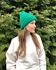 czapki damskie Wełniana zielona czapka Lily long 100% wełna handmade ręcznie robiona