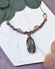 kolie Miedziany naszyjnik wire wrapping z agatem mszystym #494