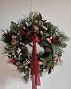 wianki bożonarodzeniowe Wianek świąteczny żywy - bordowy