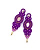 kolczyki soutache Kolczyki sutasz fioletowe ze złotem Ismara wieczorowe z kryształkami