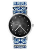 zegarki damskie Zegarek - Czarny - niebieski, kwiaty