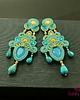kolczyki soutache Turkusowo złote kandelabrowe kolczyki sutasz