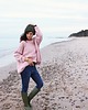 swetry damskie  Sweter handmade oversize  z wełną  pudrowy róż