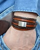 biżuteria męska BRANSOLETKA SKÓRZANA POTRÓJNA ALLIGATO SATIN STEEL brown