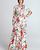 sukienki maxi damskie Sukienka maxi z wycięciami s119 - kwiaty/ecru