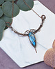 kolie Miedziany naszyjnik wire wrapping z turkusem #498