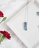 wisiory Blue-Green Titanium Crystal Point Necklace