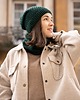 komplety damskie Zestaw Classic - Luźna Czapka Slouchy & Komin - Butelkowa Zieleń