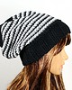 czapki damskie Czapka beanie hipster krasnal czarna w paseczki