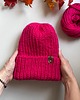 czapki damskie Gruba wełniana czapka oversize z bardzo szerokim wywinięciem - magenta