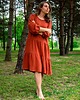 sukienki midi damskie Luźna sukienka BOHO z muślinu RUDA