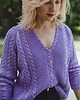 swetry damskie  Sweter z warkoczami i guzikami,  lawendowy