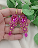 kolczyki soutache Kolczyki soutache na wesele, kolczyki fuksja złote