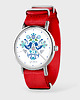 zegarki damskie Zegarek - Ptaszki folkowe, blue - czerwony, nato