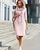 sukienki mini damskie Prosta sukienka dresowa-pudrowa(M-391)